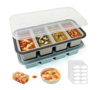 MOSTFUN Lot de 2 Moules de Congélation en Silicone avec Couvercle, 250 ml et 125 ml, Bacs Réutilisables Sans BPA pour Soupe, Bouillon, Sauce, Glaçons et Pâtisserie, avec 10 Étiquettes