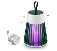 Mostineo Anti Moustique Lampe UV Rechargeable Silencieuse, Piège à Moustiques Électrique 2 en 1 avec Mode Veilleuse, USB, Batterie 1200mAh, Sangle, Intérieur Extérieur (Vert)