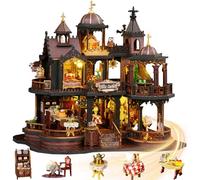 Mostop Kit de construction de maison de poupée miniature en bois DIY - Kit de construction de maison miniature avec éclairage LED - Idée de pièce créative pour enfants/adultes - Kit de bricolage Magic