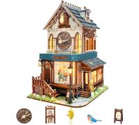 Mostop Kit de construction miniature Dollhouse - Book Nook - Maison de poupée en bois - Kit de construction miniature avec lumière LED - Kit de construction pour enfants/adultes - Petite maison de