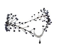 MOSTORY Black Gothic Crystal Crown - Dark Elf Circlet Goth Medieval Crown Elven Celtic Headpiece for Renaissance Ren Faire Cosplay Halloween Party Dark Wedding Masquerade