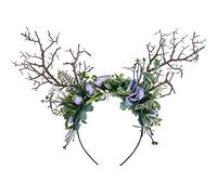 MOSTORY Couronne de bois faite à la main avec branches d'arbre et roses violettes pour femmes et filles, carnaval, Mardi Gras, Renaissance, Fae, Ball, bal de fin d'année