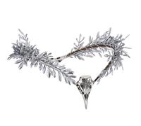 MOSTORY Couronne de corbeau argentée faite à la main - Bandeau gothique avec crâne de corbeau - Bijou de tête de fée pour femme - Sorcière Halloween Renaissance Cosplay Ren