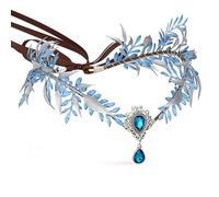 MOSTORY Couronne de fée bleue pour référence, coiffe florale d'elfe de la forêt, couronne elfique pour femme de la Renaissance, cosplay, séance photo