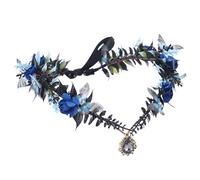 MOSTORY Couronne de fée papillon foncé - Couronne d'elfe noire pour accessoires gothiques de la Renaissance pour femme, cercle d'ailes de fée bleues pour sorcière Renfaire, esthétique, fantaisie
