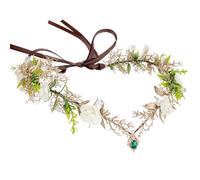 MOSTORY Couronne de fleurs de fée verte pour cosplay de Renfaire, couronne de feuille de forêt, coiffe d'elfe pour femme