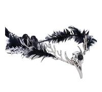 MOSTORY Couronne de sorcière gothique corbeau pour femme, coiffe d'elfe noir avec plume pour Halloween, fête costumée de la Renaissance, Halloween