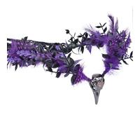 MOSTORY Couronne de sorcière gothique corbeau pour la Renaissance, couronne de corbeau avec plume pour Renfaire Halloween sorcière Cosplay Accessoires