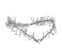 MOSTORY Couronne d'elfe médiévale pour femme - Cosplay Renaissance - Couronne de fée argentée - Diadème avec lune et feuilles - Pour cosplay, carnaval, séance photo