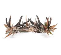 MOSTORY Couronne gothique en corne de bois de cerf - Bandeau en corne foncée - Bandeau de fleurs d'elfe avec bois de cerf - Circlet de forêt pour femme, renaissance de sorcière, fête de Ren,