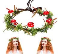 MOSTORY Serre-tête à fleurs en forme de champignon - Couronne de fée - Couronne de Noël pour femme - Accessoire de festival de la Renaissance