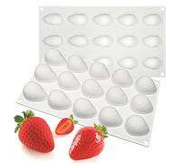 Mostsom Moule en silicone 3D pour fraises en forme d'ourson en gélatine - 15 cavités - Demi-fraise - Moule à chocolat, bonbons, biscuits - Ustensiles de cuisine