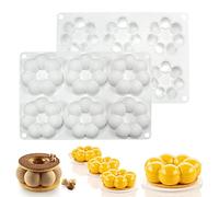 mostsom Moule en silicone en forme de fleur, moule à beignets, moule à gâteaux réutilisable à 6 cavités pour cuisine, lave-vaisselle, four, micro-ondes, congélateur (donut fleuri J)
