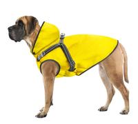Mosucoirl Manteau de pluie imperméable à capuche réfléchissant pour chien, veste de pluie réglable pour chiens de petite, moyenne et grande taille (jaune, taille L)