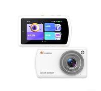 MoSundi AI Appareil photo numérique intelligent avec double objectif 13 MP, écran tactile 3,6", partage WiFi et filtres de beauté, noir et blancJapan