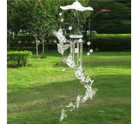 MoSundi Angel Carillon éolien en métal avec tubes en aluminium pour décoration de maison et de jardin, argenté, 70 cm