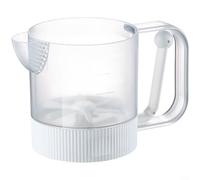 MoSundi Batteur à œufs semi-automatique portable avec passoire à mailles fines et marquages de mesure, fouet de capacité de 450 ml, pour les tâches de cuisson et de cuisine (blanc)