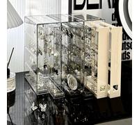 MoSundi Boîte à bijoux verticale blanche transparente avec plusieurs tiroirs pour boucles d'oreilles, colliers, organiseur de bureau anti-poussière 25,4 cm