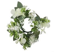 MoSundi Bougie en soie de 25,4 cm pour bague avec hortensias pour centres de table, décoration intérieure et porte d'entrée (blanc)