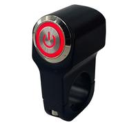 MoSundi Bouton d'alimentation pour guidon de moto 7/8" pour VTT, moto tout-terrain, vélo électrique, noir avec bleu ou rouge clair rouge