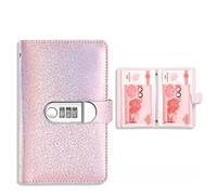 MoSundi Carnet d'épargne avec verrouillage de mot de passe pour le stockage de l'argent, organiseur de budget en cuir synthétique avec fermeture éclair sécurisée et plusieurs compartiments, 10,9 x