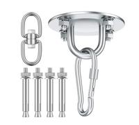 MoSundi Crochet de plafond en acier inoxydable pivotant à 360° pour chaises suspendues, hamacs, sac de frappe ou de yoga, très résistant jusqu'à 400 kg, argenté