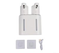 MoSundi Distributeur de savon moussant électrique à double tête, 2 x 400 ml, rondelle à induction automatique avec écran LED, support mural alimenté par piles, pour bureau à domicile, blanc (B)