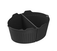 MoSundi Doublure et séparateur en silicone pour mijoteuse ovale de 6 à 8 litres, insert réutilisable antiadhésif, passe au lave-vaisselle, permet une double préparation des repas (noir)