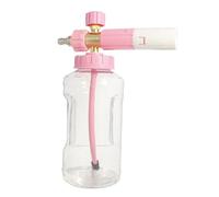 MoSundi Flacon pulvérisateur réglable en mousse pour nettoyeur haute pression, lance à connexion rapide de 6,35 mm avec canette transparente et buse à 360°, construction en alliage et plastique, rose