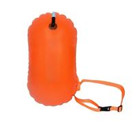 MoSundi Flotteur de natation anti-noyade gonflable unique avec gonflage rapide, bouée de sécurité en PVC épais pour natation en eau libre, compacte et légère, 24 x 15 x 3 cm, 240 g, orange/jaune