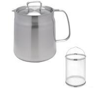 MoSundi Friteuse en acier inoxydable 304 avec panier amovible et couvercle anti-poussière, récipient de rangement multifonction pour filtre à huile avec bec ergonomique, pour la maison, la cuisine