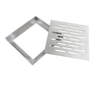 MoSundi Grille de drainage antidérapante en acier inoxydable avec cadre multi-trous pour égouts extérieurs, places, écoles et zones résidentielles Argenté 150 x 150 x 20 mm