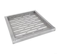 MoSundi Grille de drainage antidérapante en acier inoxydable avec cadre multi-trous pour égouts extérieurs, places, écoles et zones résidentielles Argenté 250 x 250 x 20 mm