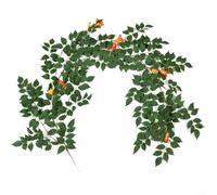 MoSundi Guirlande de fleurs artificielles de 185 cm, feuillage vert réaliste, pour décoration de plafond et de jardin, facile à installer sur les tuyaux AC (A)