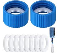 MoSundi Kit de 2 raccords de filtre à eau avec joint, adaptateur de filetage de 28 mm pour nettoyer le port d'accueil et la filtration par gravité, accessoires de camping et de randonnée (2 couvercles