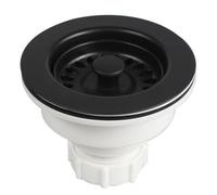 MoSundi Kit de bonde d'évier en plastique avec bride de 114 mm, compatible avec ouverture d'évier de cuisine de 83 à 90 mm, noir