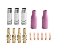 MoSundi Kit de buses de torche de soudage pour 15AK MB15 MIG MAG - 6 embouts de contact de 1,0 mm, 3 buses de gaz coniques, 4 supports, 2 buses en faïence, cuivre et laiton