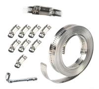 MoSundi Kit de collier de serrage réglable 304 en acier inoxydable, tête de verrouillage renforcée de 16 mm et courroie de 0,6 mm d'épaisseur pour un raccord sécurisé de tuyau, 10 pièces (3,5 m avec 8