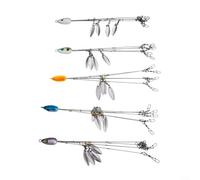 MoSundi Leurre de pêche parapluie en Alabama à 5 bras avec émerillon, 15 g d'appât en eau salée robuste, pour bar, équipement de pêche à la roche à coulage rapide (ensemble de 5 couleurs)