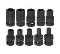 MoSundi Lot de 10 douilles carrées de robinet 6-24 mm pour M6-M24, clé à cliquet 1/2" pour tournevis électrique, acier au chrome vanadium, 10 pièces