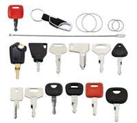 MoSundi Lot de 13 clés d'allumage en métal compatibles avec les machines Yanmar/JCB/Volvo/Caterpillar/Kubota pour pelleteuse, tracteur, chargeur, avec porte-clés et anneaux