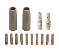 MoSundi Lot de 14 embouts et buses de soudeur MIG avec finition revêtue pour 15AK, ouverture de pointe de contact de 09 mm, conductivité en cuivre rouge, comprend 10 embouts, 2 buses, 2 tubes de