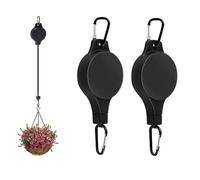 MoSundi Lot de 2 crochets télescopiques réglables pour plantes, paniers suspendus pour intérieur ou extérieur, pour système de poulie en plastique robuste, 21-90 cm, noir