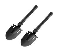 MoSundi Lot de 2 pelles de camping 7 en 1 pour la survie en plein air, outil multifonction pliable avec poignée de boussole, poignée antidérapante, scie, décapsuleur et clé, 36,5 cm, noir
