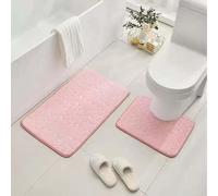 MoSundi Lot de 2 tapis de bain rectangulaires en mousse à mémoire de forme avec dos antidérapant en forme de U - Noir, rouge, café, gris foncé, violet et rose - 40 x 50 cm