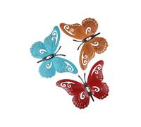 MoSundi Lot de 3 décorations murales 3D en fer forgé en forme de papillon pour art, décoration de jardin en fer forgé, clôture, patio, maison, ornements à suspendre résistants à la rouille 23,9 x 19,1