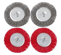 MoSundi Lot de 4 brosses de meulage métalliques avec 2 têtes en métal et 2 têtes en nylon, 100 mm de diamètre, tige hexagonale de 6 mm, roue abrasive de rechange pour nettoyeur de joints électriques