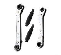 MoSundi Lot de 4 clés à cliquet pour valve de climatiseur avec levier à bascule rapide pour réparation de réfrigération CVC, 3/16 3/8 5/16 1/4 pouce, noir et argenté