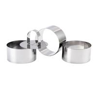 MoSundi Lot de 4 moules de cuisson professionnels en acier inoxydable pour terrines, mousses et cheesecakes - 8 x 8 x 12 cm - Avec presse alimentaire