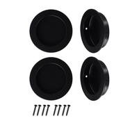 MoSundi Lot de 4 poignées de porte rondes à encastrer en acier inoxydable pour porte de placard coulissante, 70 mm x 70 mm x 15 mm, noir